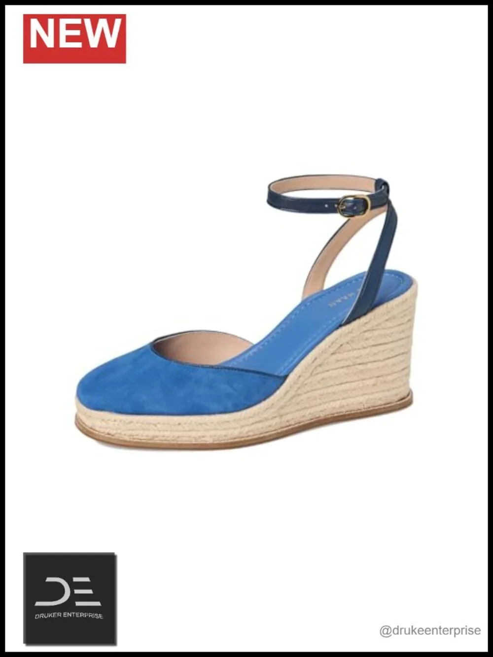 Cole Haan Suede Espadrille Wedge Sandals Ankle Strap Lightweight
